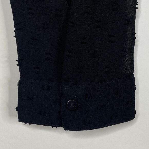 2/$30 ZARA Embroidered Ruffle Button-Down Sheer Blouse XS Floral Black #6267 - Picture 7 of 14